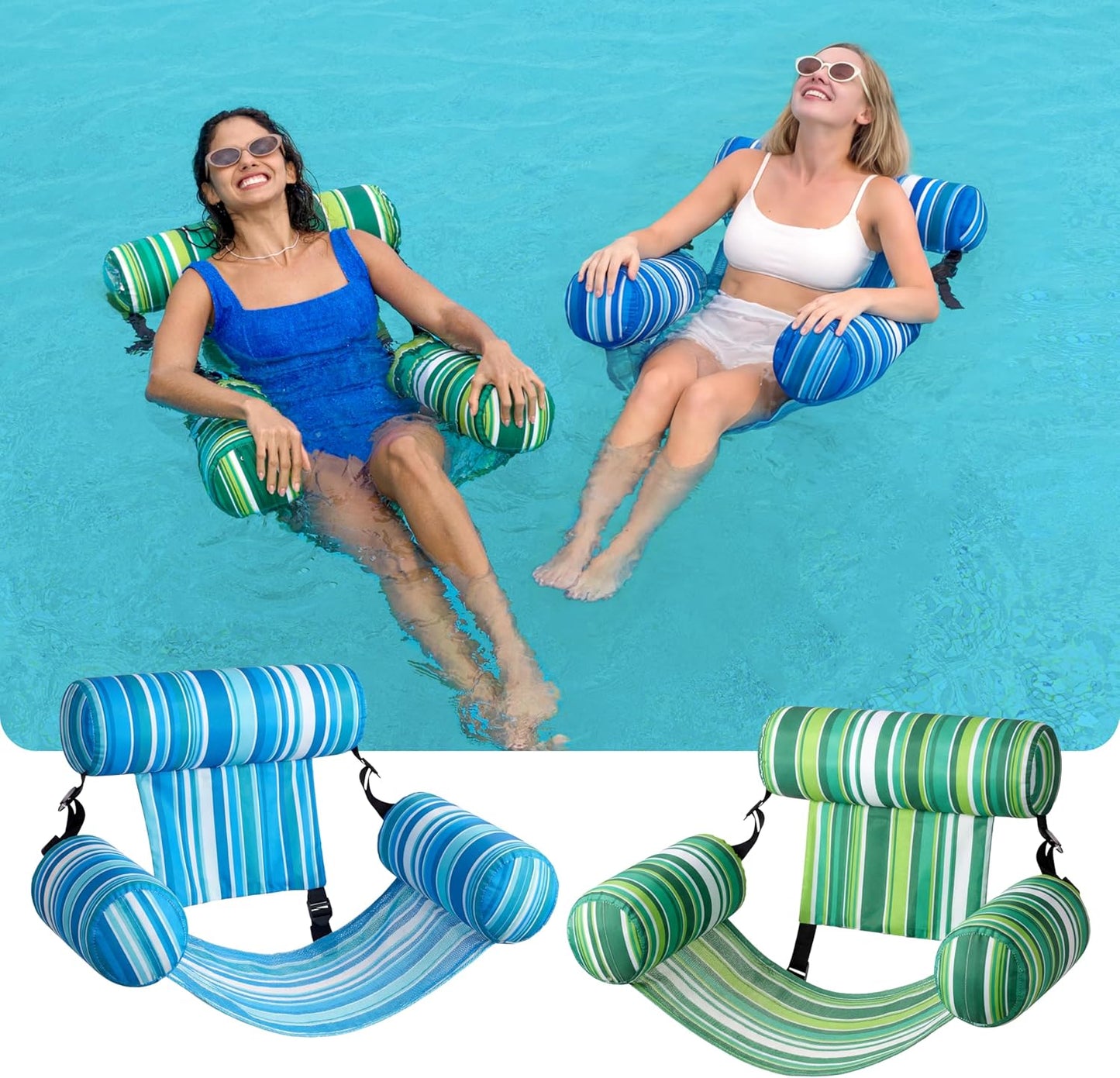 2-Pack 40%OFF, Inflatable Pool Chairs - Premium Fabric & Cool Mesh ๐โ๏ธ