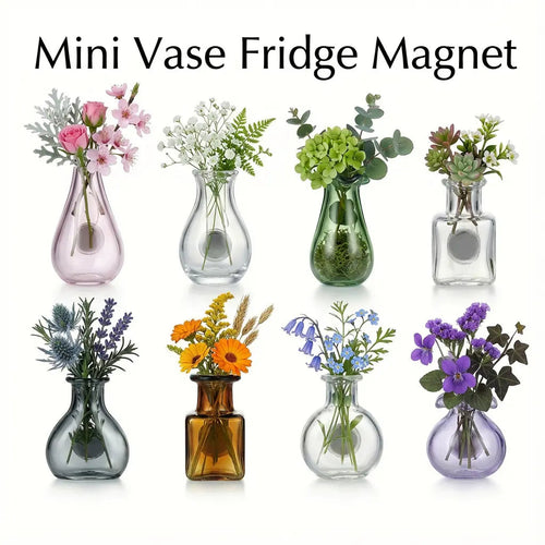 Magnetic Bud Vase Set – Mini Glass Fridge Magnets for Fresh Flowers