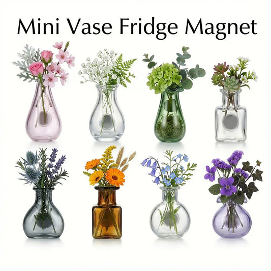 Magnetic Bud Vase Set – Mini Glass Fridge Magnets for Fresh Flowers