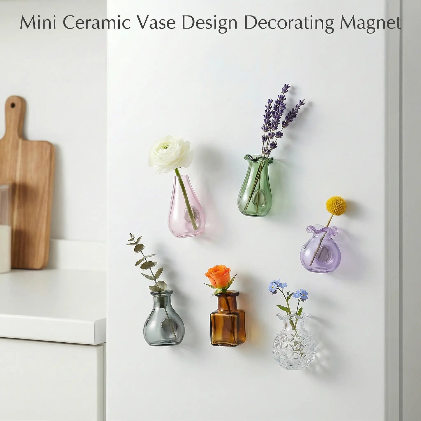 Magnetic Bud Vase Set – Mini Glass Fridge Magnets for Fresh Flowers