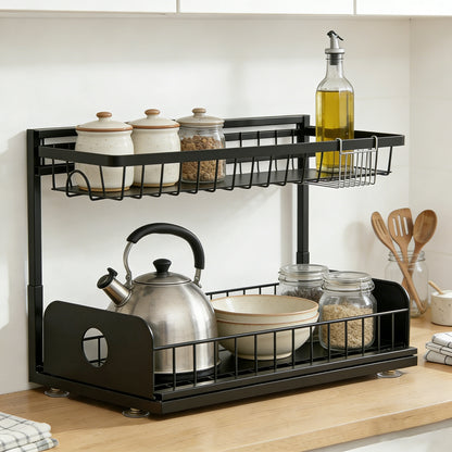 Adjustable Double-Layer Pull-Out Sink Organizer