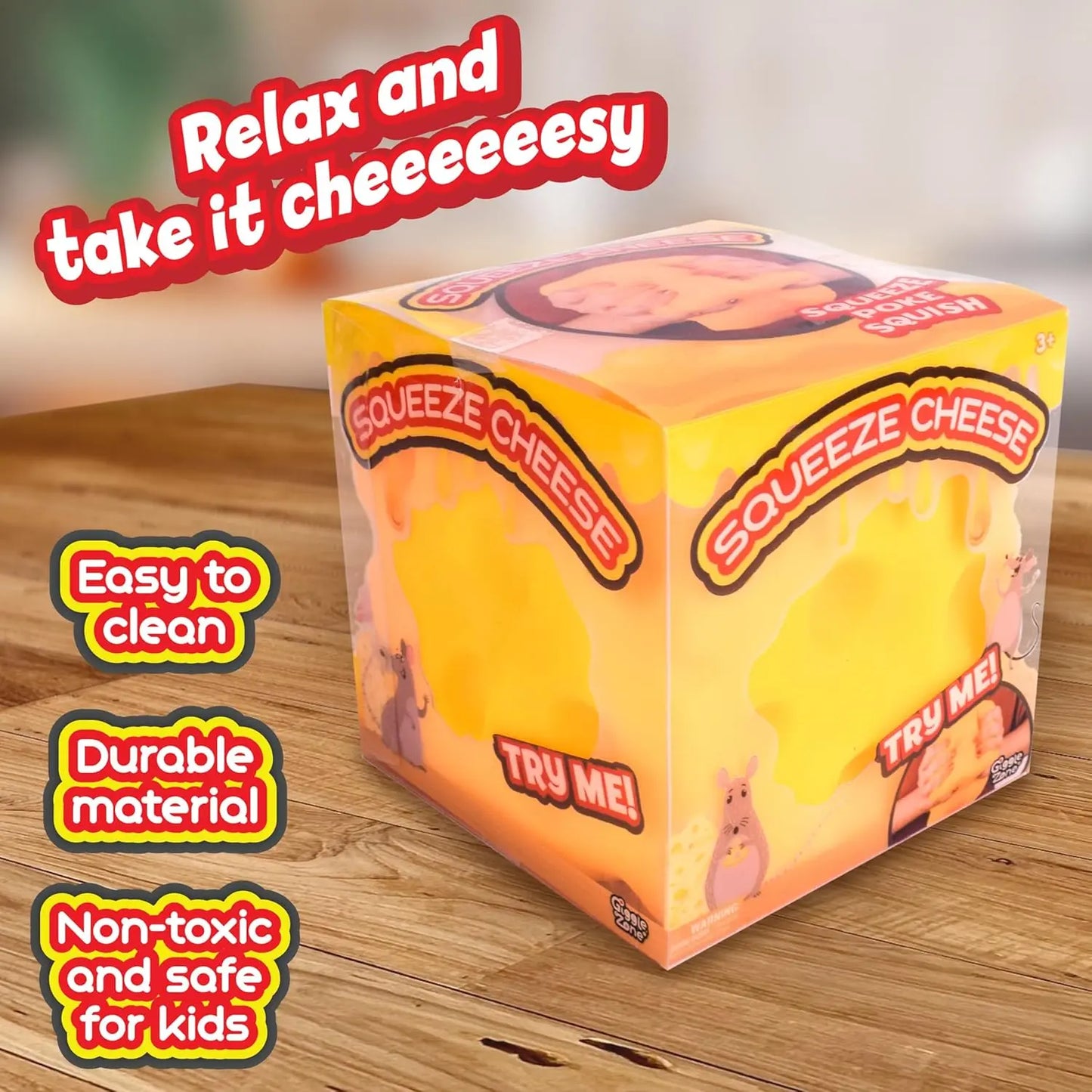 Squishy Cheese Block - Yellow, moldable fidget Toy with Squeeze Feature