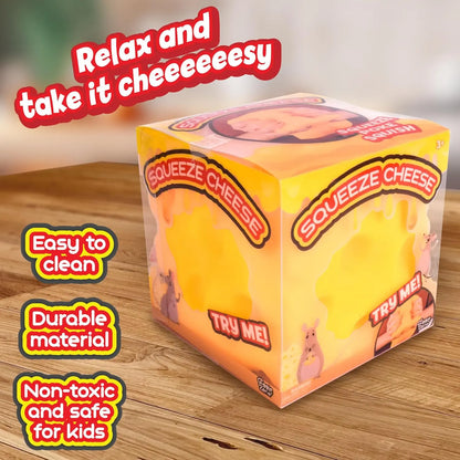 Squishy Cheese Block - Yellow, moldable fidget Toy with Squeeze Feature