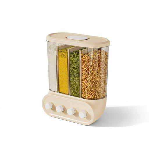 Wall-Mounted 4-Compartment Grain Dispenser